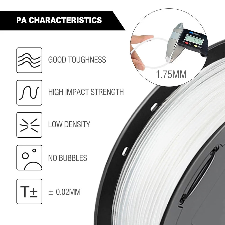 PA Nylon 3D Printer Filament 1 - 3D Printing Nylon Filament บทวิจารณ์และราคา