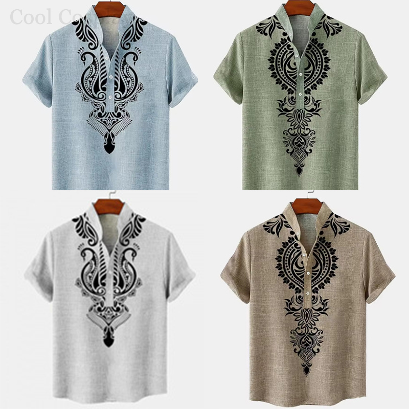 Male Retro Tops Henley Shirt M - 3D Printing Quality บทวิจารณ์และราคา