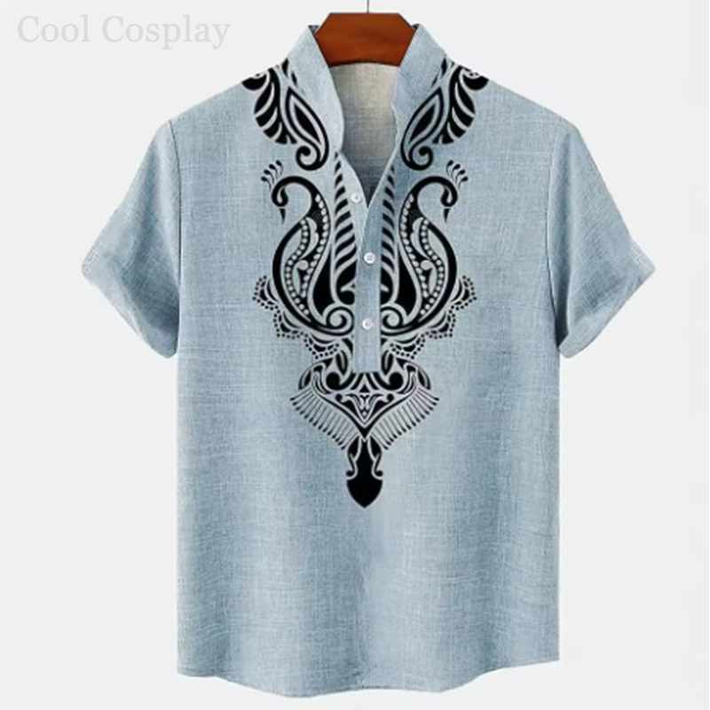 Male Retro Tops Henley Shirt M - 3D Printing Quality บทวิจารณ์และราคา