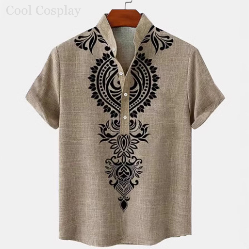 Male Retro Tops Henley Shirt M - 3D Printing Quality บทวิจารณ์และราคา