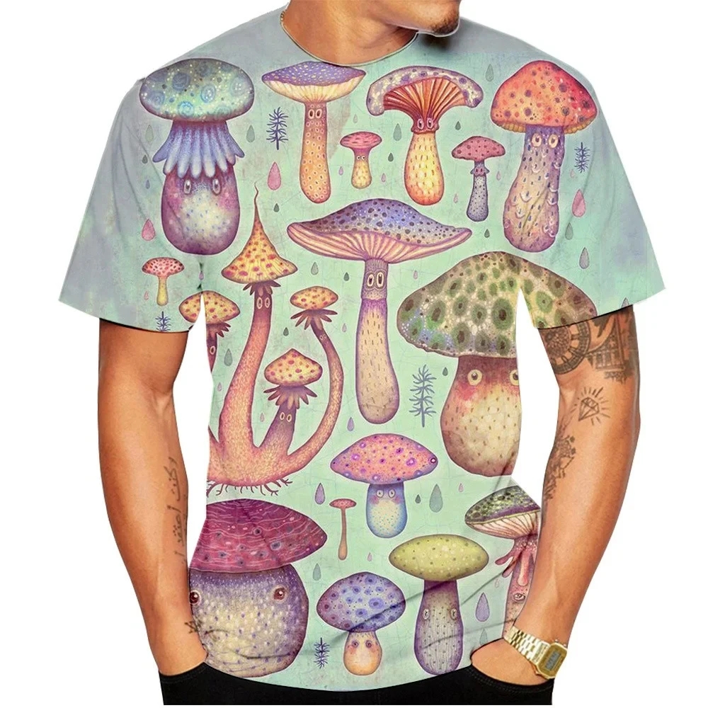 Men T-shirt Retro Mushroom Tee - 3D Printing Services บทวิจารณ์และราคา