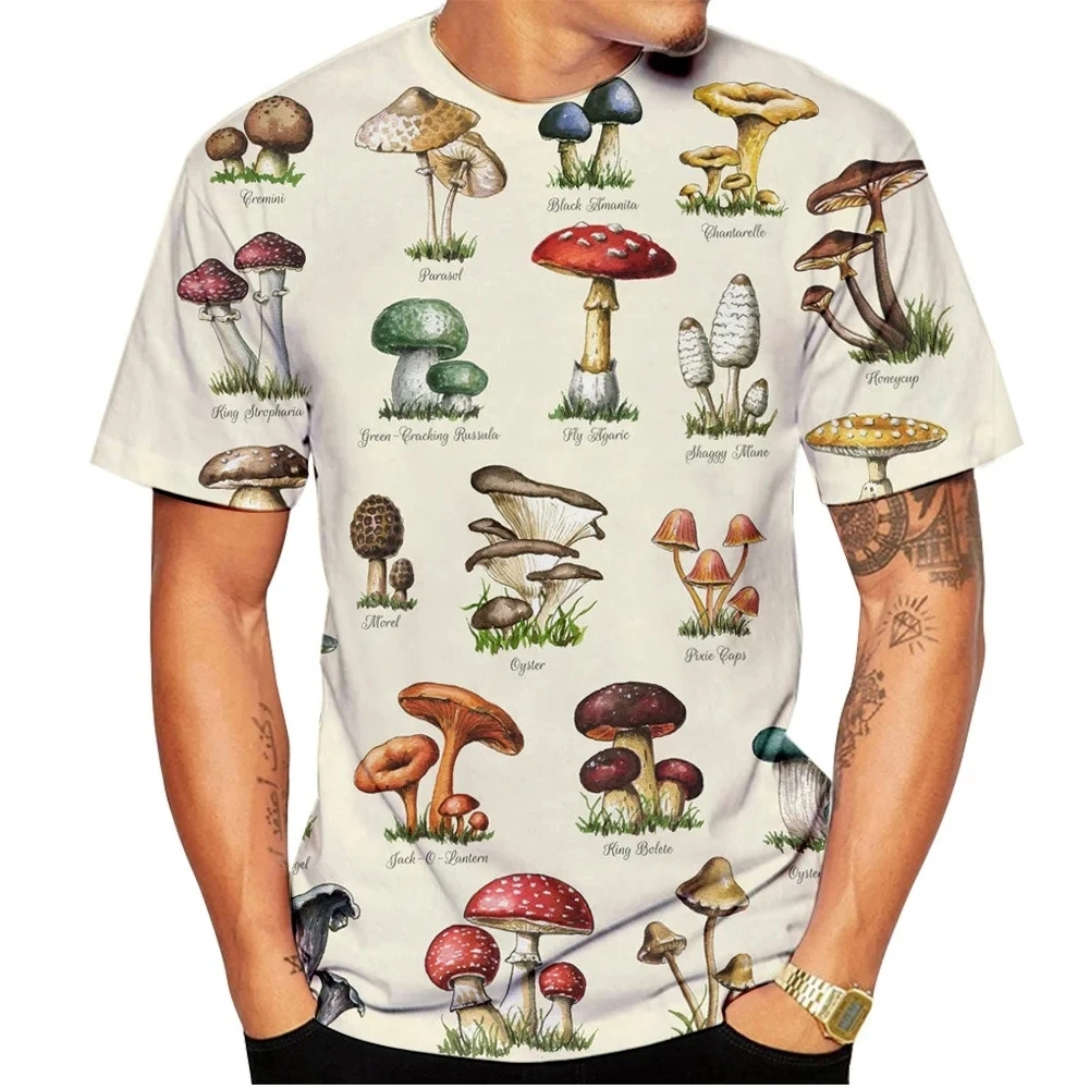 Men T-shirt Retro Mushroom Tee - 3D Printing Services บทวิจารณ์และราคา