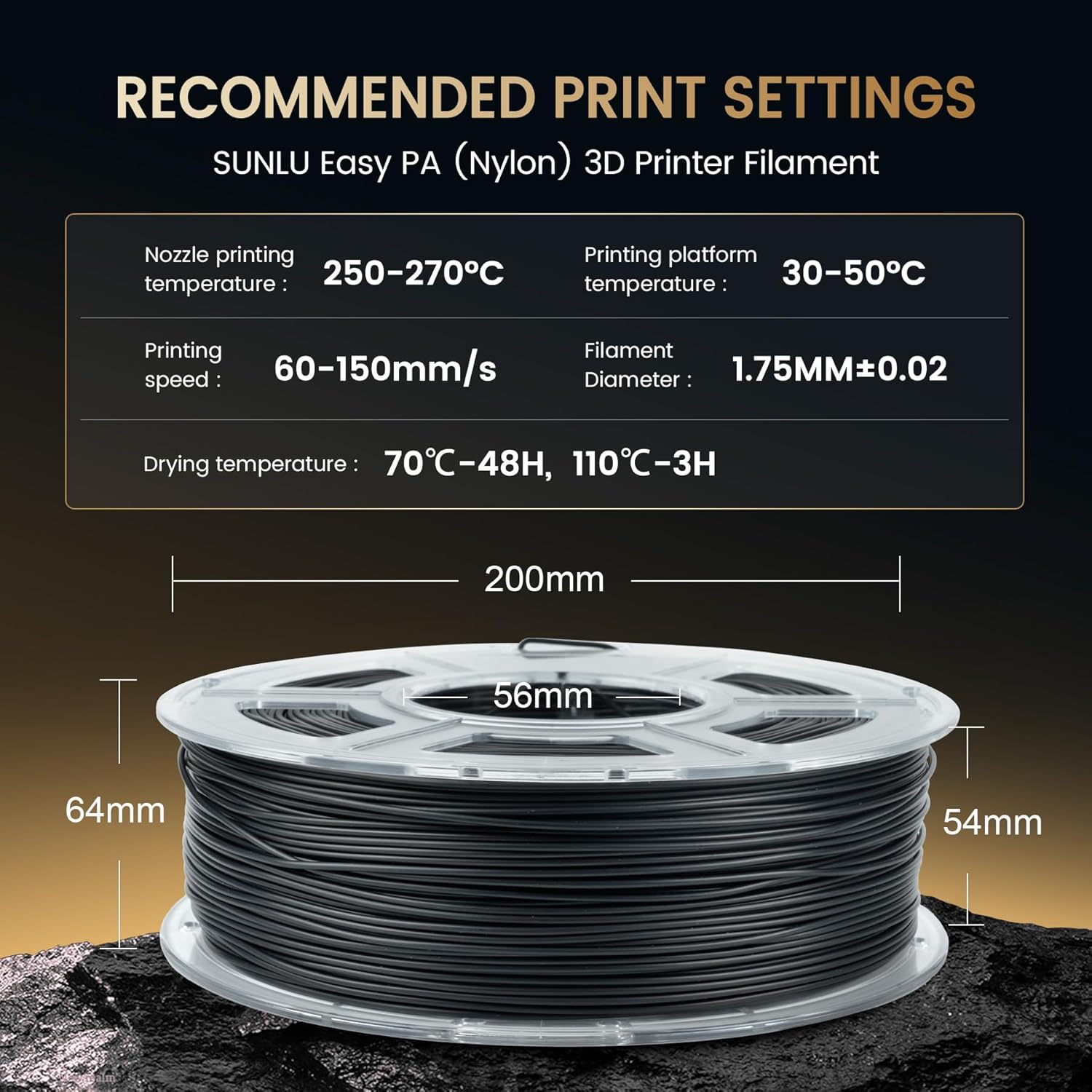 SUNLU 5KG Easy-to-Print Nylon  - 3D Printing Nylon Filament บทวิจารณ์และราคา