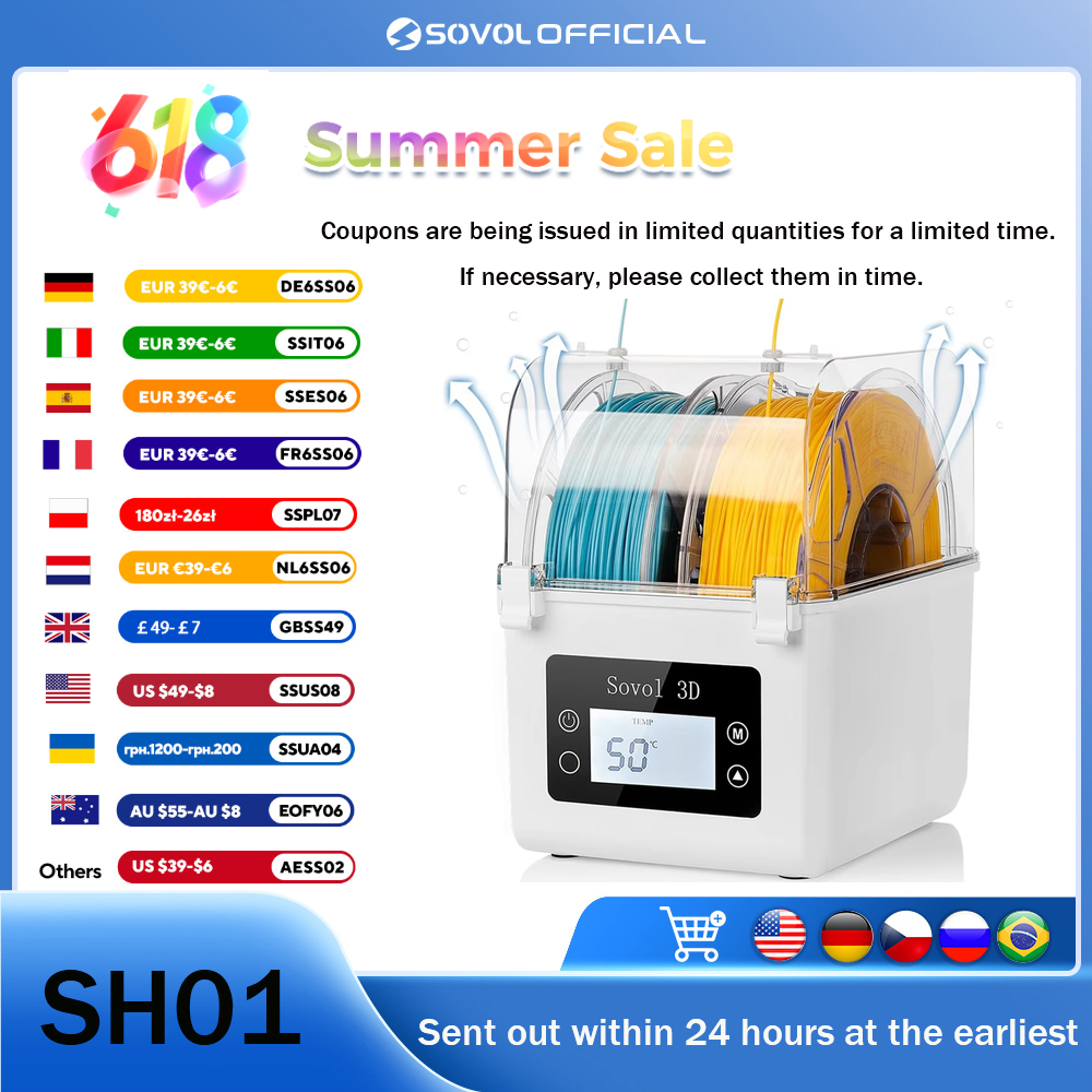 Sovol 2 Rolls Filament Dehydra - 3D Printing Deck Box บทวิจารณ์และราคา
